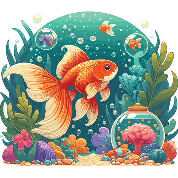recommend clip art: Cute Goldfish Vector Cartoon illustration