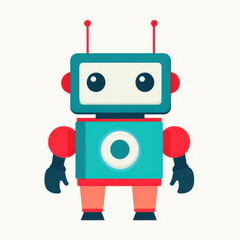 Fototapeta premium A sleek flat design icon featuring a futuristic AI robot, perfect for techrelated projects and presentations.