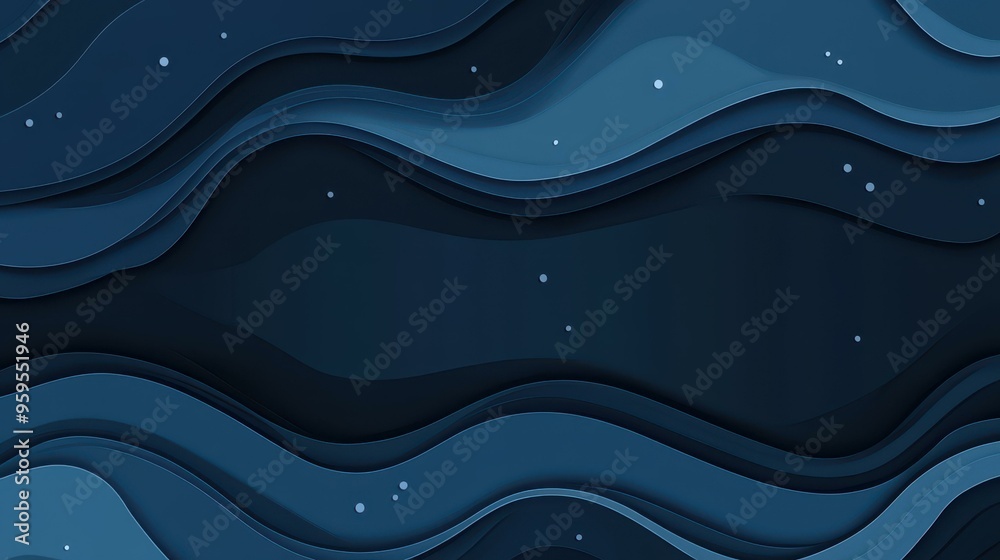 Wall mural explore a sleek abstract design featuring dark blue wave particles, perfect for banners and brochure