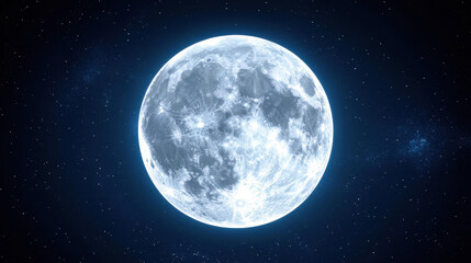 Naklejka premium Experience the beauty of a full moon, shining brightly in the night sky, casting a serene glow on Earth.