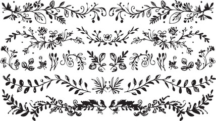 
Big set of decorative elements and vector graphics in a hand drawn floral ornament collection with line on a white background