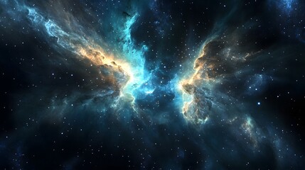 Fototapeta premium Stunning cosmic nebula with vibrant colors and galactic patterns exploding in space