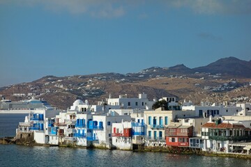 Fototapeta premium Mykonos, sitting in the Aegean Sea, is one of the most famous Greek Islands