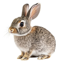 Obraz premium Adorable wild rabbit sitting on white background, cut out - stock png.