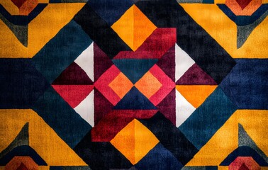 38. **Full-size seamless contemporary rug pattern with geometric shapes and vibrant hues**