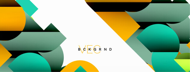 Abstract background. Colorful geometric curve shapes with black shadow lines effects