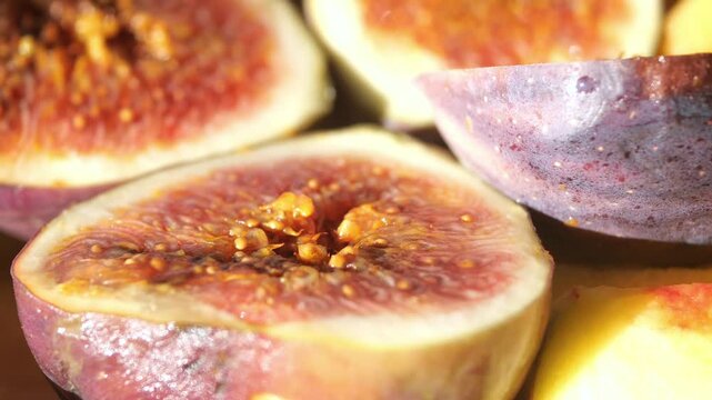 detail shot of fig fruit on a plate .