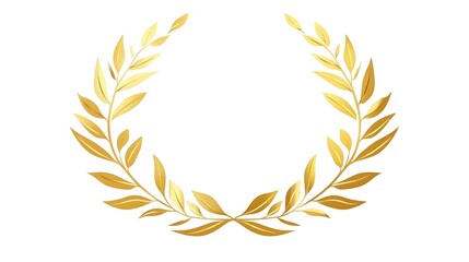 Golden laurel wreath symbol of achievement and excellence, isolated on a white background, perfect for award, honor, and recognition concepts in graphic design and branding