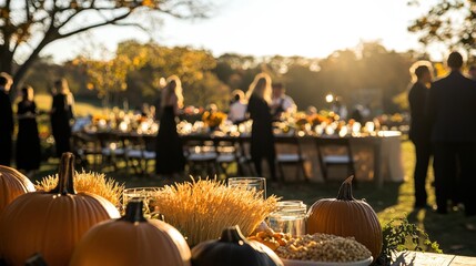 Pumpkins and Wheat at a Backyard Gathering.