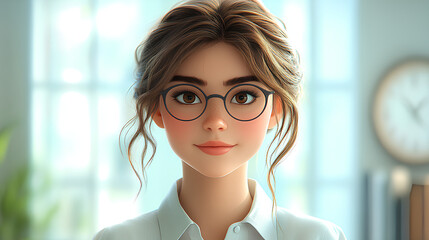 Fototapeta premium office lady cartoon character, white background