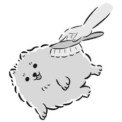 犬をブラッシングするイラスト