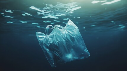 Plastic Bag Pollution Underwater