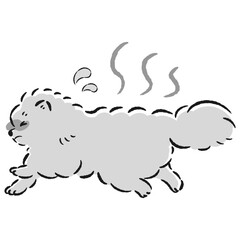 暑くて困った表情の犬のイラスト