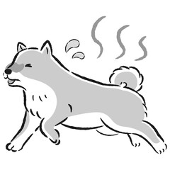 暑くて困った表情の犬のイラスト