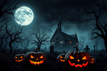 halloween background with pumpkin.generative AI