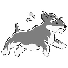 困った表情で逃げる犬のイラスト