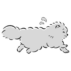 困った表情で逃げる犬のイラスト