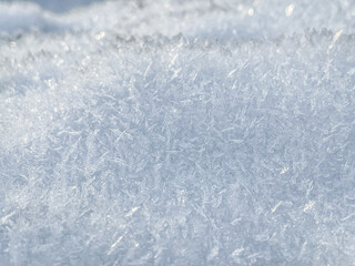 Fresh snow background. Natural winter backdrop. Texture in blue tones