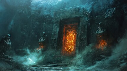 Ancient Stone Doorway with Glowing Symbol.