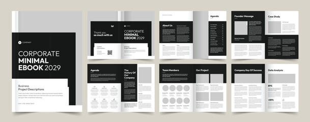 E-Book Layout, Minimal eBook Template, Brochure Design, A4 Template