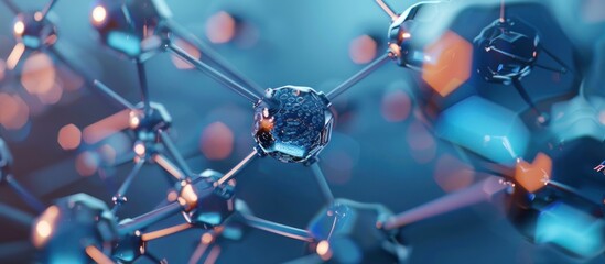 Abstract Molecular Structure with Shiny Metallic Rods and Nodes