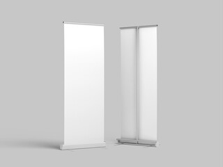 Blank Roll Up Banner Stand Mockup 3D Render