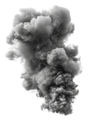 Dense black smoke billowing from a fire at night, cut out - stock png.