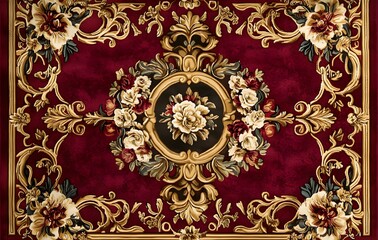 14. **Full-size seamless baroque-inspired rug design with opulent details and rich colors**