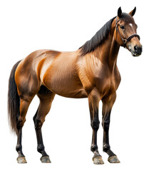 Obraz premium Strong brown horse standing in a studio setting, cut out - stock png.