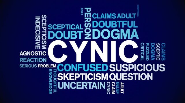 Cynic animated word cloud;text design animation tag kinetic typography seamless loop.