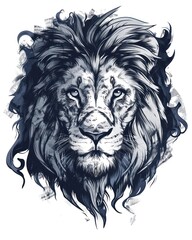 Obraz premium A detailed, close-up illustration of a majestic lion's head with a textured background.