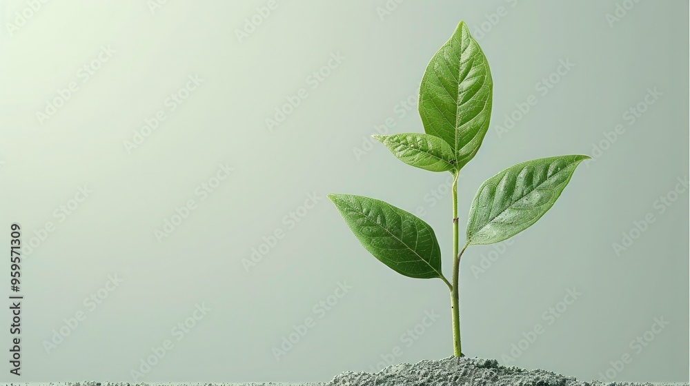 Poster clean and minimal upward arrow icon integrated with a leaf, symbolizing sustainability in business s
