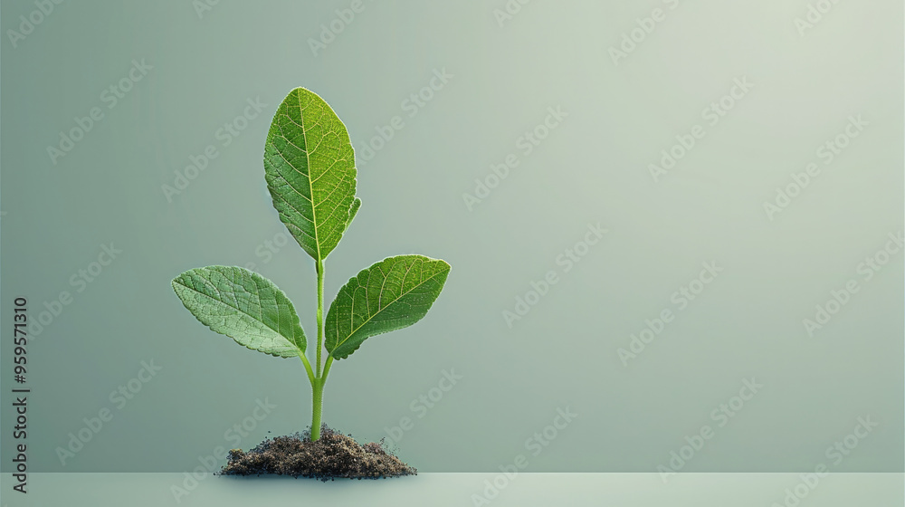 Poster clean and minimal upward arrow icon integrated with a leaf, symbolizing sustainability in business s