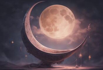 surreal fantasy moon cradle landscape 