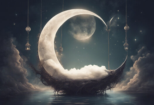 surreal fantasy moon cradle landscape 