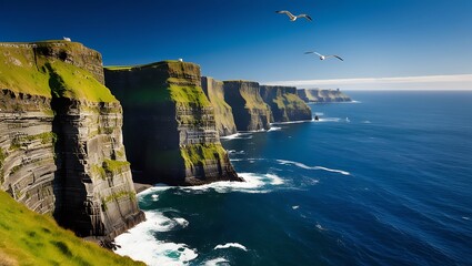 Experience the breathtaking beauty of the Cliffs of Moher in Ireland on a sunny day with this...