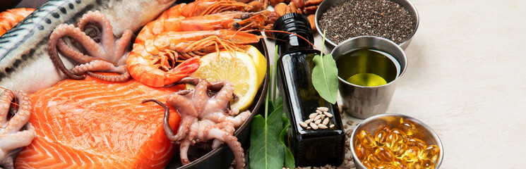 Food selection rich in omega 3.