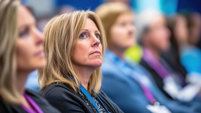 Participants are engaged in a conference, demonstrating interest as they focus on the speaker, absorbing valuable information shared
