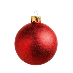 Red christmas ball , Holiday object isolated on transparent png.