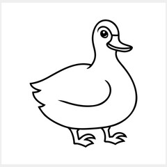 Doodle duck clip art isolated. Hand drawn animal bird icon. Vector stock illustration