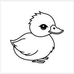 Doodle duck clip art isolated. Hand drawn animal bird icon. Vector stock illustration