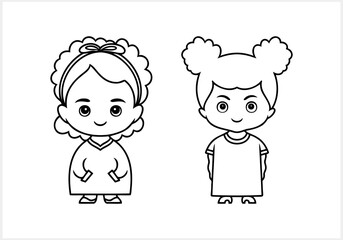 Cute Anime girl isolated. Manga style. Hand drawn vector illustration