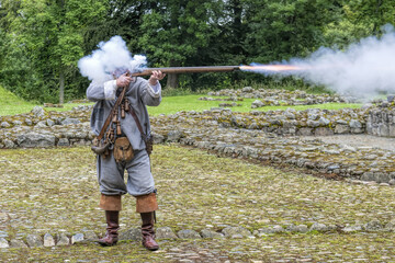 Black powder rifle firing demonstration in Scotland