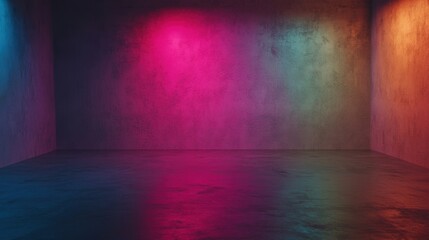 Empty club space with striking colorful lighting, setting the mood for upcoming events and performances in the venue