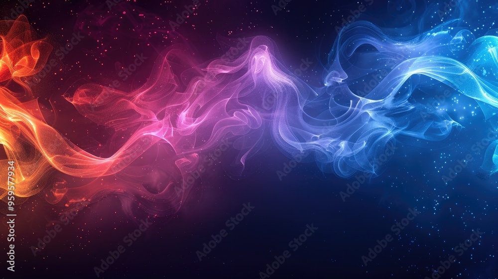 Aufkleber abstract colorful smoke swirling in a black background, vibrant and dynamic movement, sense of myste