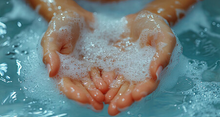Fototapeta premium washing hands with soap