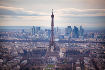 Naklejka premium Panorama of famous Eiffel Tower and Paris roofs, Paris France