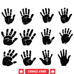 Grunge Hand Gestures Vector Pack  Vintage Inspired Silhouettes for Authentic Artistic Expression in Graphic Design