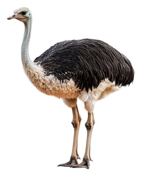 Young ostrich in natural habitat, cut out - stock png.