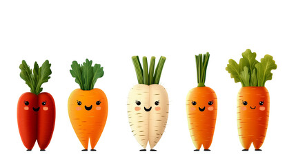 Cute Cartoon Carrots and Turnip Friends